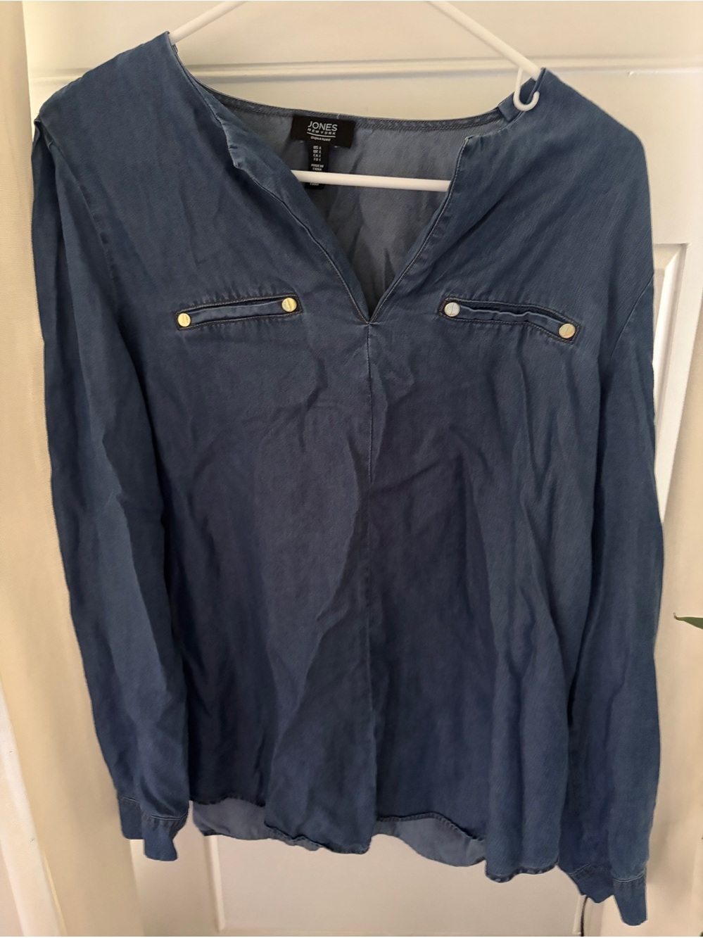 Jones New York Signature Blue Blouse Size L